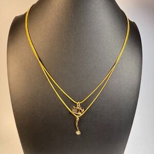 Pendant Necklace Lot Gold Tone Rhinestone Sewing Machine Pattern Tracing Wheel